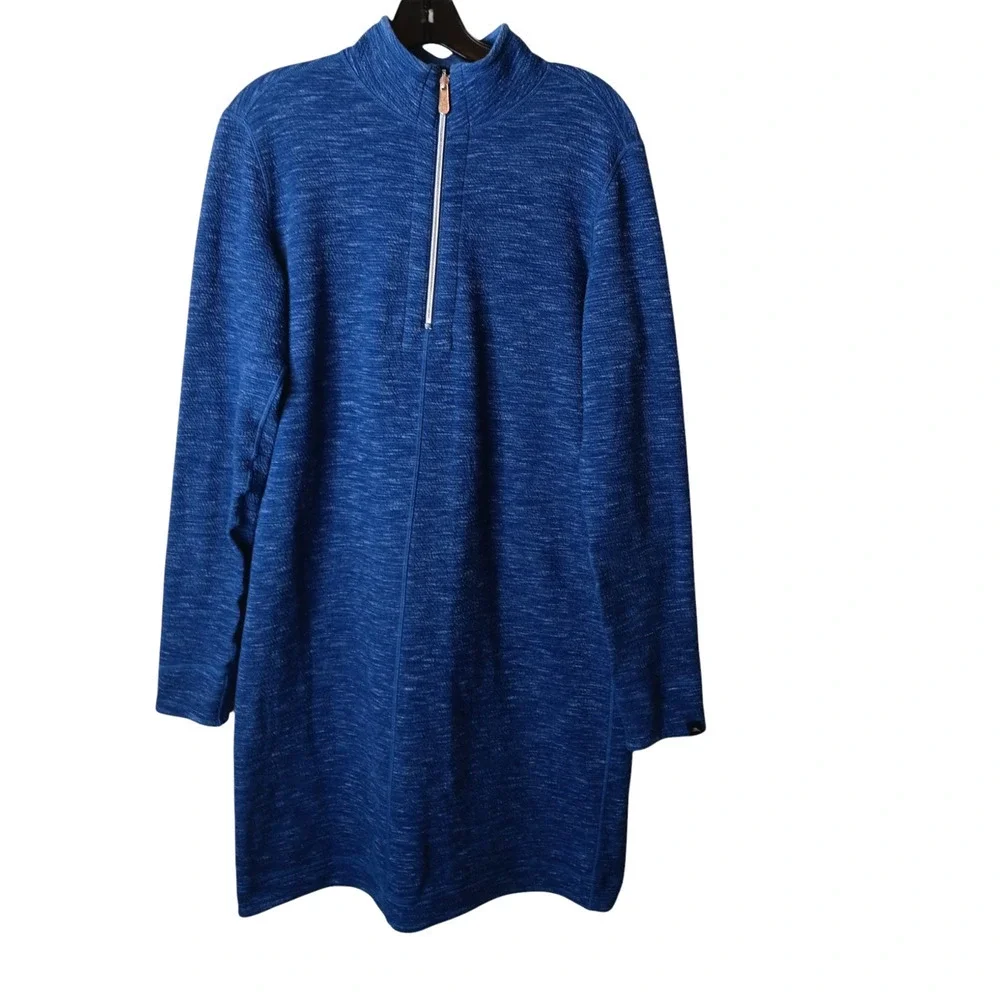 Tommy Bahama Blue Quarter Zip Sweater Dress Long Sleeve Pullover Knit M/L